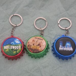 Cityscape Bottle Cap Keychain Trio